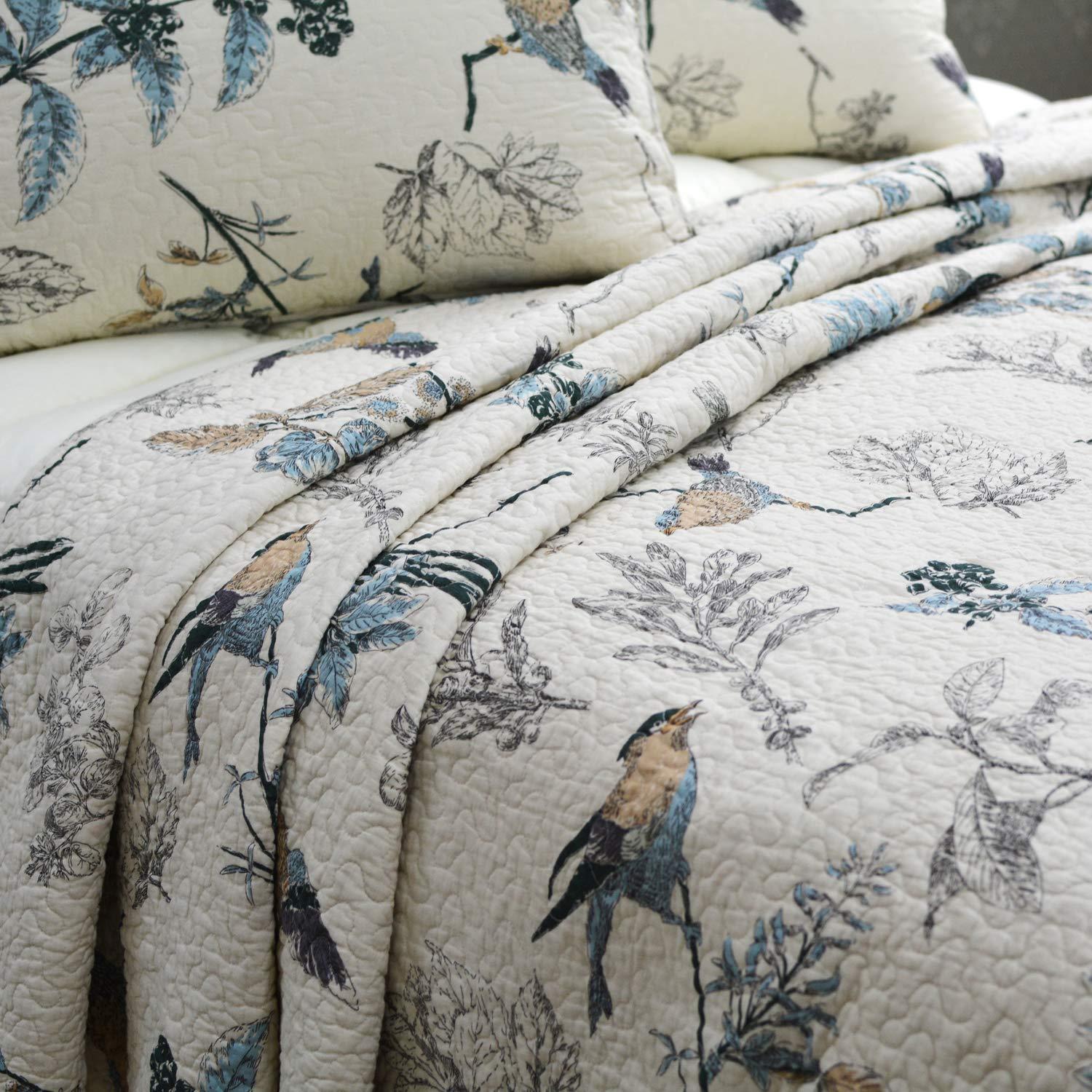 Brandream Brandream 6Pcs Farmhouse Country Birds Quilt Set & Duvet Cover Set Queen Size