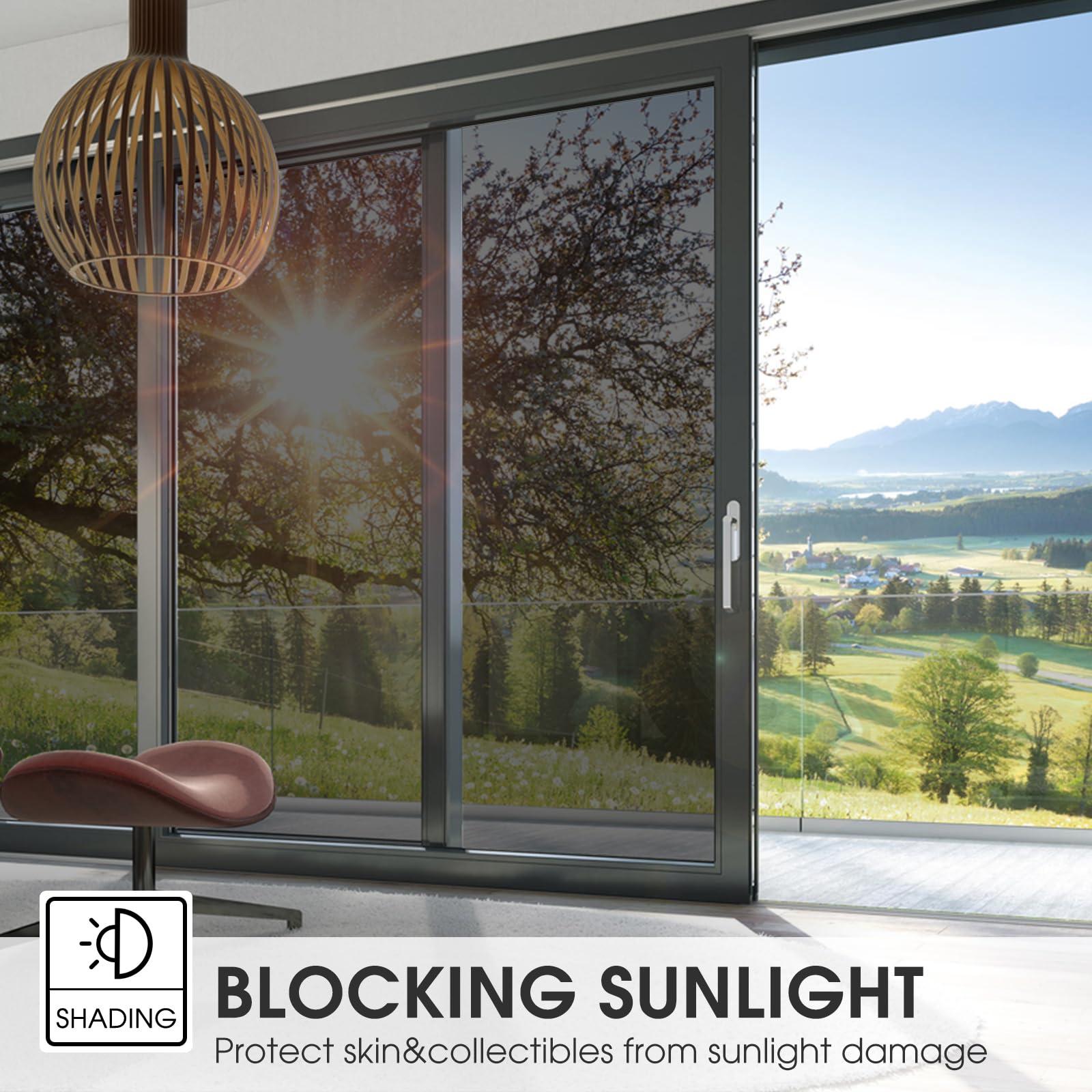 ColorfulHall ColorfulHall Window Film Privacy One Way Window Tint for Home Reflective See Out not in Light Heat Blocking for Doors and Windows(Black 35.4X78.7)