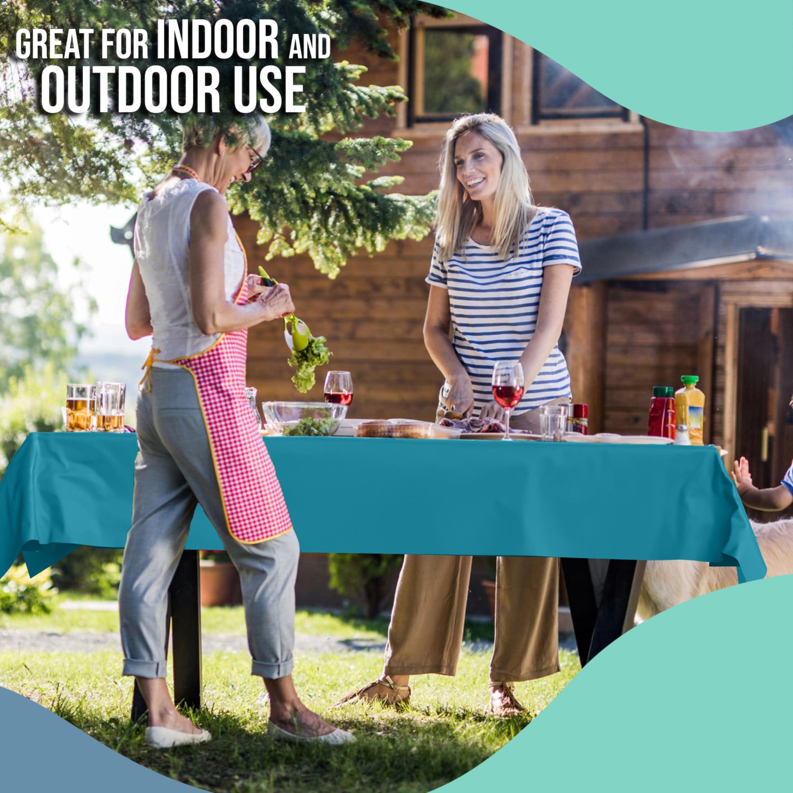 Exquisite Exquisite Turquoise Plastic Table Cover Roll 40\" X 300\' Table Cloth Plastic Cover Roll - Premium Quality Banquet Rolls - Disposable Tablecloth Rolls - Table Cloth Rectangle Table Rolls