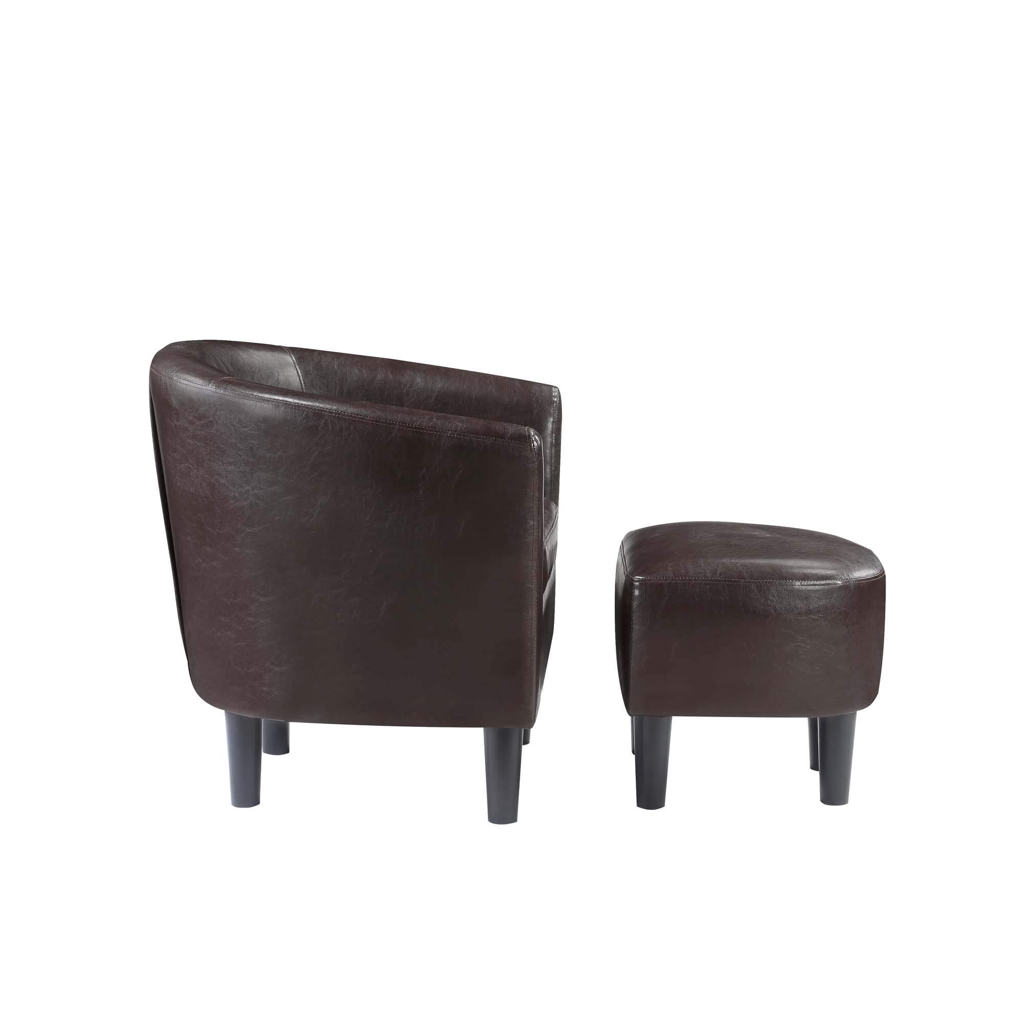 Convenience Concepts Convenience Concepts Take a Seat Churchill Accent Chair with Ottoman, Espresso Faux Leather