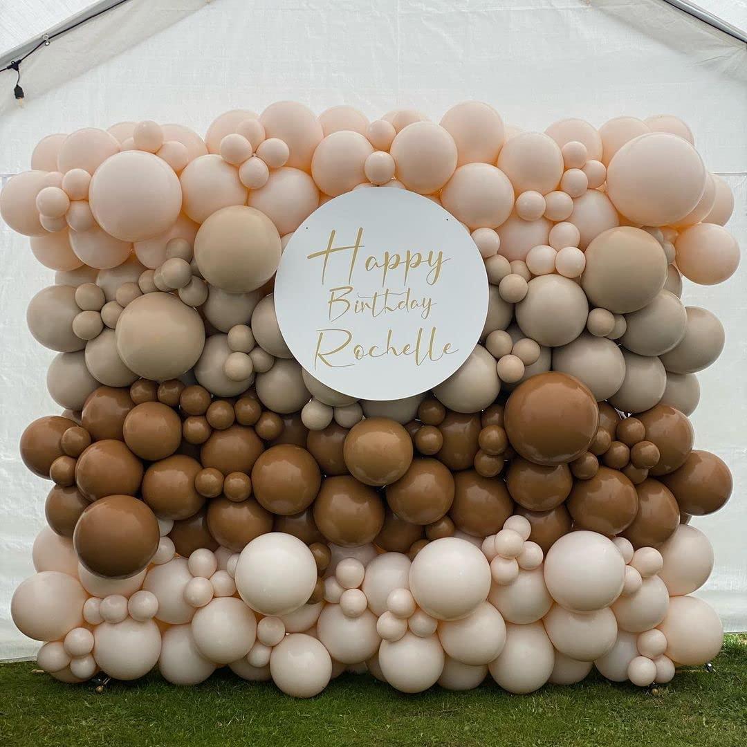 EASUTE Brown Balloons Garland Arch Kit Double-Stuffed Nude Balloons Tan Coffee Brown Blush Neutral Balloons Jungle Theme Woodland Baby Shower Birthday Party Decorations