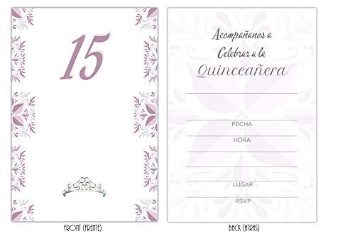 Elcer Elcer 20 Quinceaera Party Invitations with envelopes | Blank Fill-in Invites | 5 x 7 | 15th Birthday Party Favor | Sweet 15 | En Espaol | In Spanish