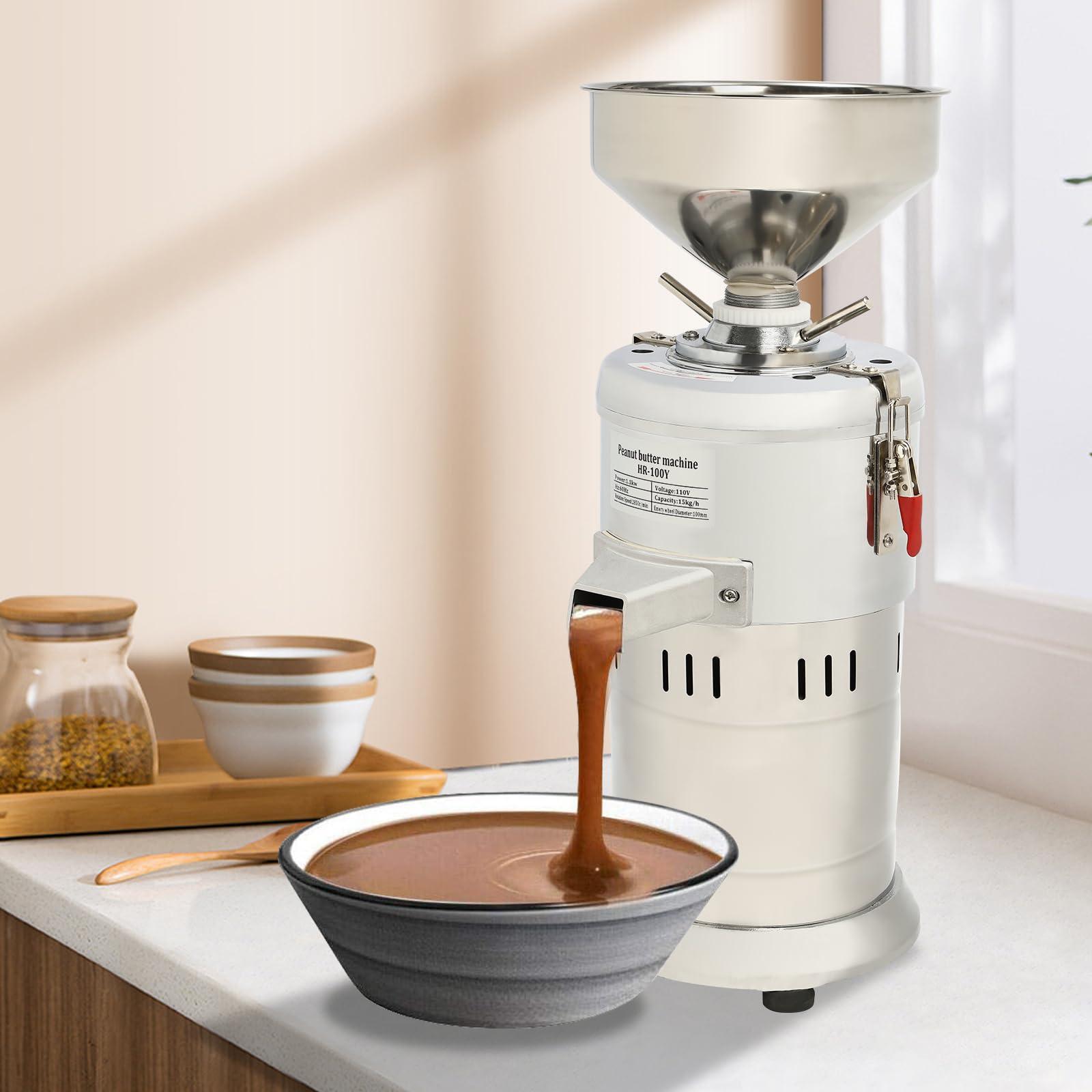 DYRABREST Peanut Butter Maker Machine, Nut Butter Machine, Electric Grain Grinder Peanut Butter Maker Sesame Sauce Grinder Home/Commercial for Groundnut, Almond, Cashew Nut and Sesame 110V 33lb/h 1100W