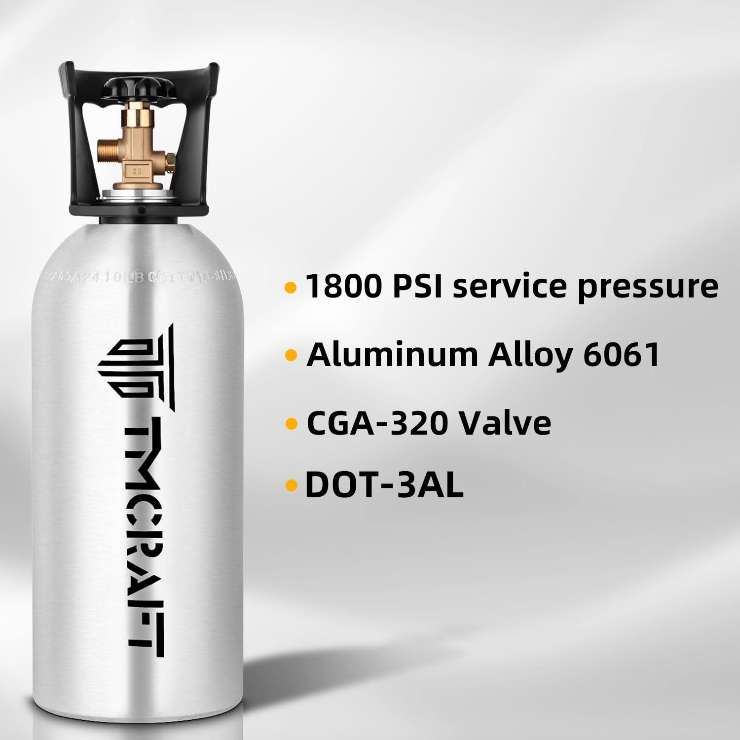 TMCRAFT TMCRAFT 10lb CO2 Tank, High Strength Aluminum Alloy Cylinder with CGA-320 Valve, DOT Approved Cylinder for Kegerator kit and Draft Beer Dispensing