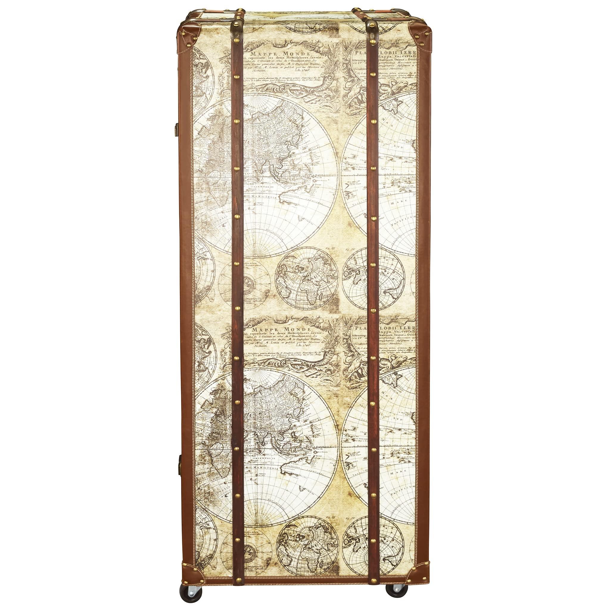 Design Toscano Design Toscano Italian-Style World Map Cocktail Bar Steamer Trunk, 49.5 Inch, full color