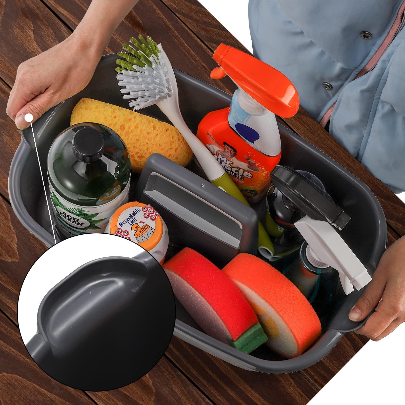 TOPZEA TOPZEA 2 Pack Cleaning Supplies Caddy, Large Plastic Cleaning Supply Organizer Bin with Handle, Cleaning Bucket Housekeeping Shower Tote Caddy Under Sink Tool Storage Basket for Dorm, Garden, Bathroom