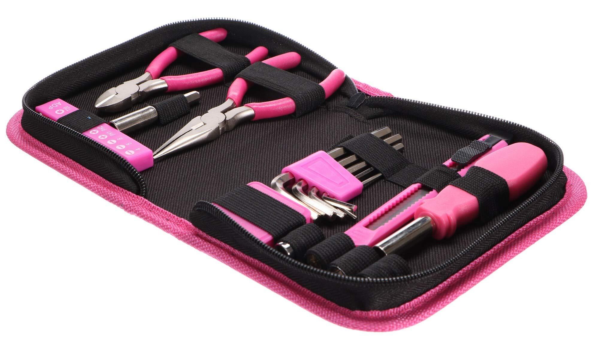 SIXTOL SIXTOL Home Pink 26 Tool Set in a Bag | For Home Use | Practical Tool Bag | High Quality | Ideal for Household or Garage | Pink, Black