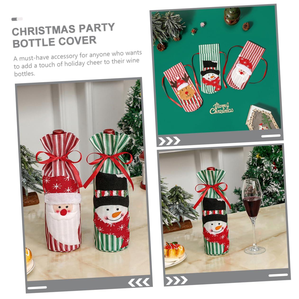 NOLITOY NOLITOY 3pcs Decor Christmas Ornaments Christmas Supplies Bottle Topper Cover Christmas Party Bottle Cover Wine Supply Bottle Cover Xmas Bottle Covers Cloth Elder Wine Bottle Cover