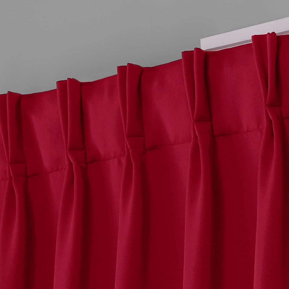 Sky Wave Double Pinch Pleated Blackout Curtains for Room Decoration and Darkening Comes with Easy Hanging Options via Hooks. (Chilli 72 Inch Wide by 72 Inch Long- 2 Pannels Combined Size)
