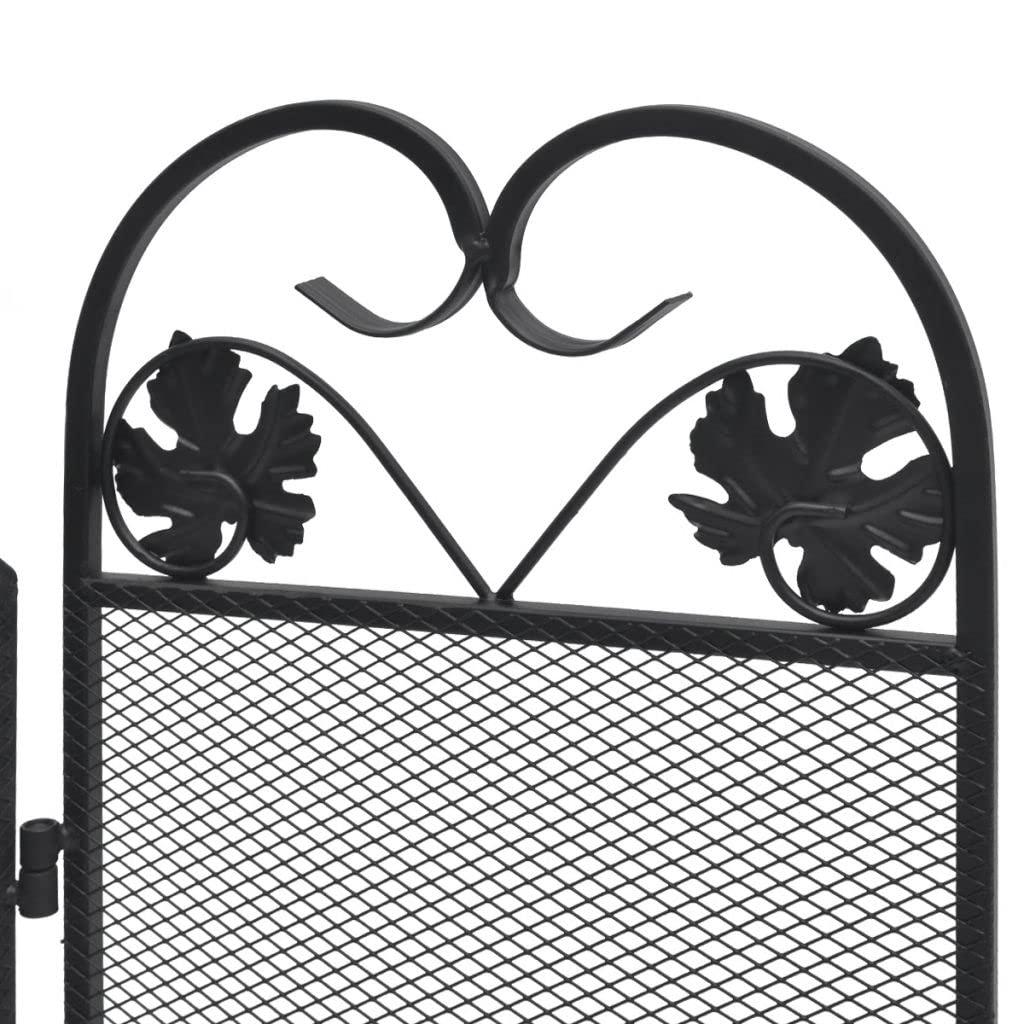 UNNS Fireplace Screens Fireplace Screen Folding Black Wrought Iron Mantel Spark Fireplace Screen Elegant Scrollwork Home Decoration Fireplace Grate