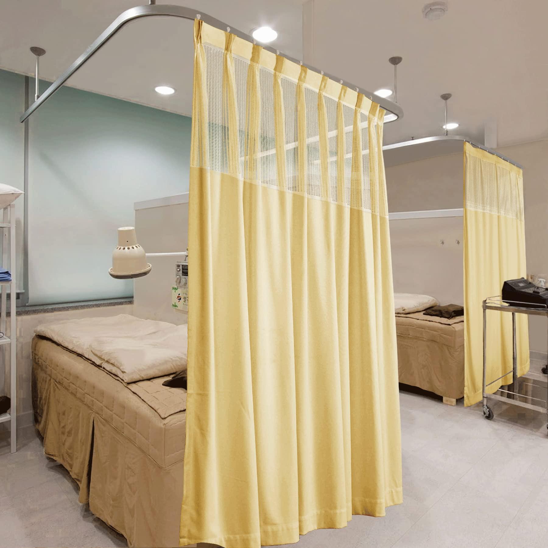 Fcosie Fcosie Room Divider Privacy Cubicle Curtain Hospital Curtain Pinch Pleated Top for Hospital Medical Clinic Basement Space Divider Curtains - Hooks Included - 1 Panel - 10ft Wide x 7ft Long - Orange