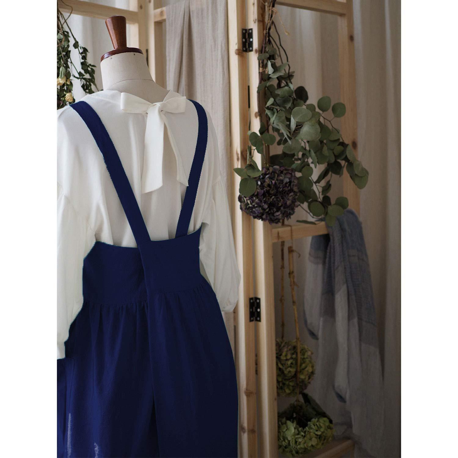 Uaussi Uaussi Cotton Linen Apron Cross Back Work Apron for Women with Pockets Pinafore Dress X Cross Halter Apron for Baking Chef Garden
