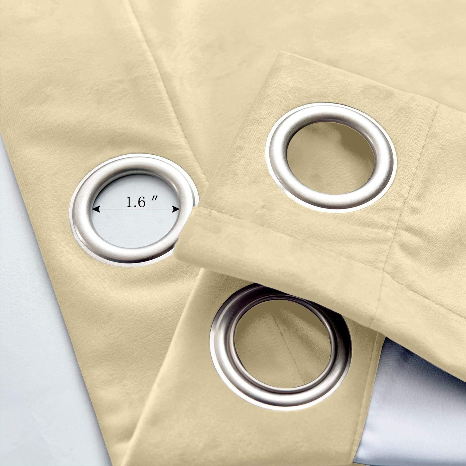 Macochico Macochico Thermal Velvet Blackout Curtains - Classic Velvet Woven Home Nickle Grommet Velvet Drapes for Bedroom Club Home Theater 84 x 84 Inch Cream (1 Panel)