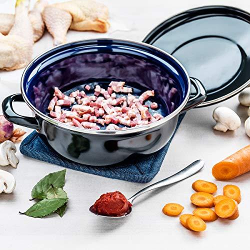 BK BK Indigo Aluminum Heavy-Gauge Carbon Steel, Induction, 3.5QT Nonstick Glaze Dutch Oven, Dishwasher Safe, Black