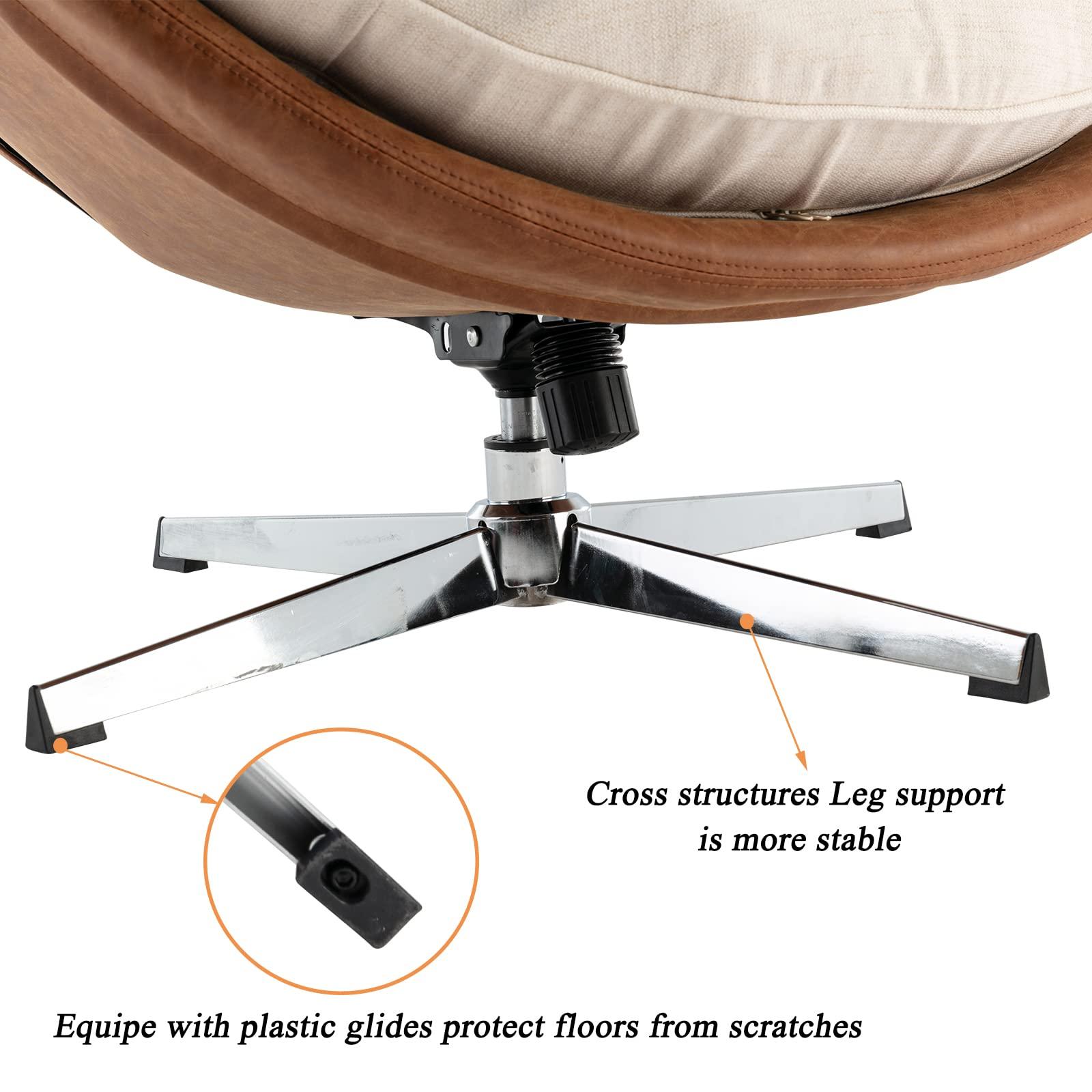 DUOMAY DUOMAY Swivel Lounge Chair Modern Linen Soft Accent Chair with Chrome Base, 34\" Wide Relax Glider Rocker Chair for Living Room Bedroom Reading Room Office, Orange