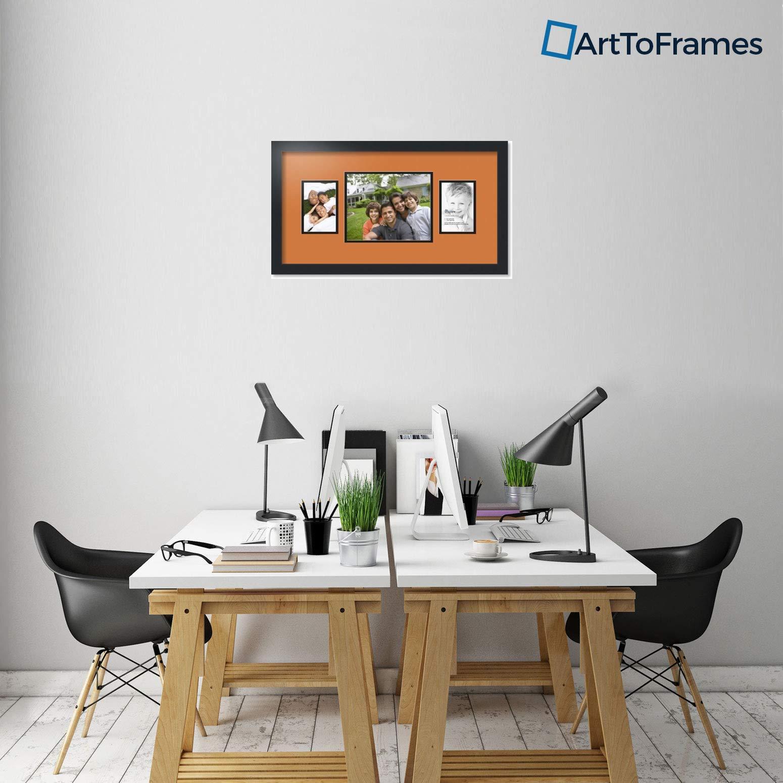 ArtToFrames ArtToFrames Collage Photo Frame Double Mat with 1 - 8x10 and 2 - 4x6 Openings and Satin Black Frame