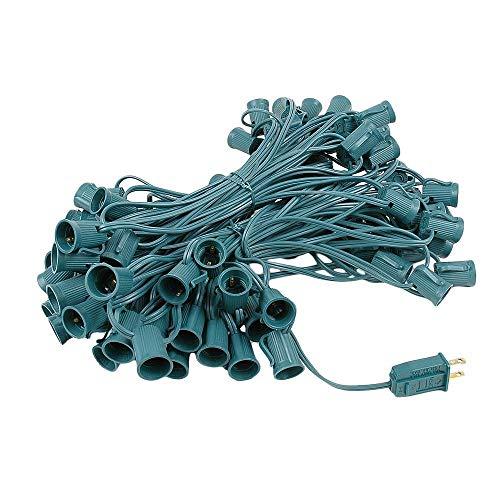 Novelty Lights 100 Foot C9 Multi Ceramic Christmas String Light Set - Outdoor Christmas Light String - – Opaque Christmas Bulbs - Roofline Light String – Outdoor String Lights - Green Wire