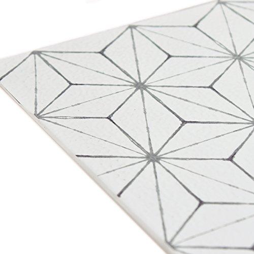 FloorPops FloorPops FP2481 Kikko Peel Stick Floor Tiles, White & Off-White