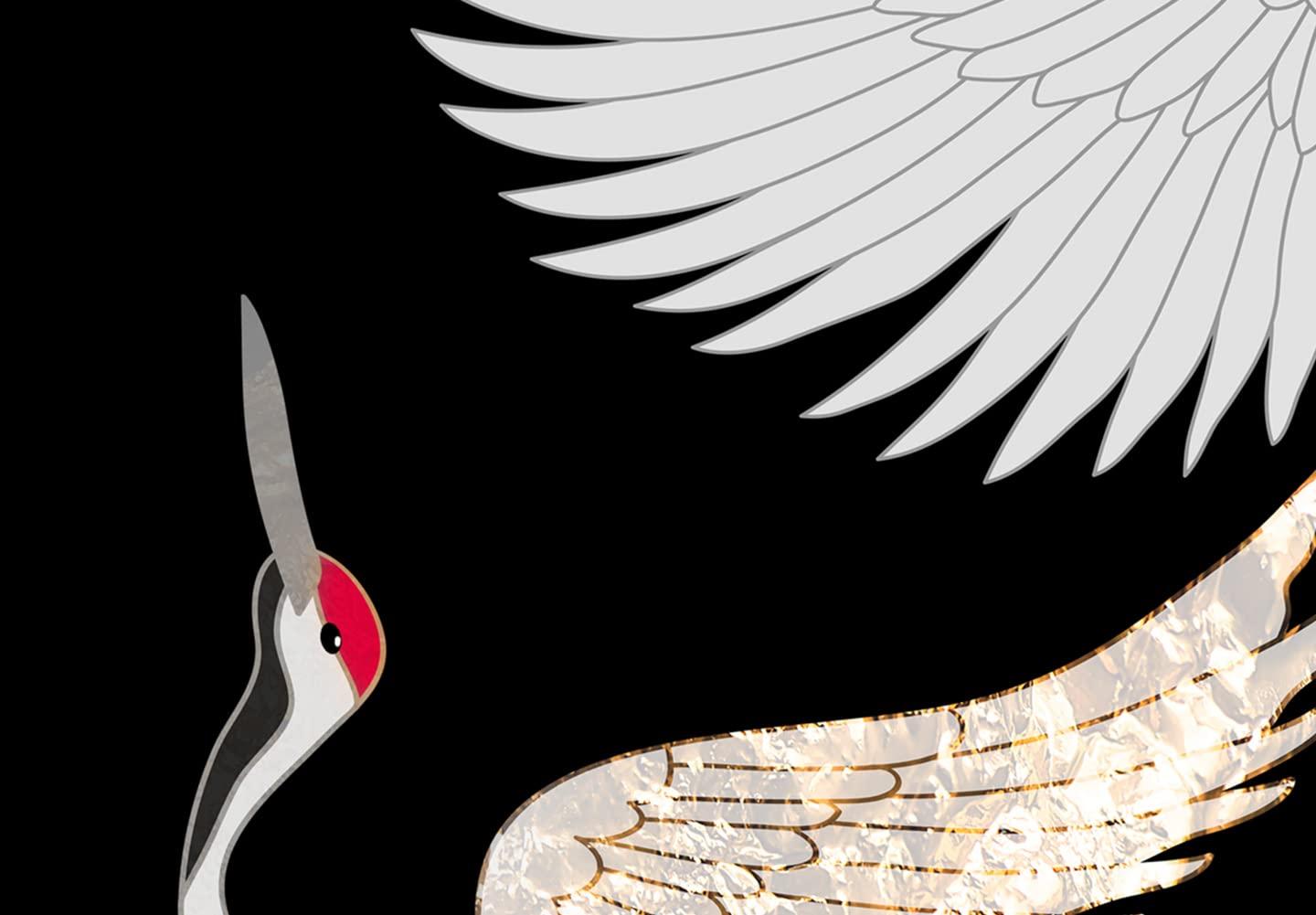 artgeist artgeist Japanese Room Divider Crane Bird Animals Nature 135x171 cm 3 Panel Folding Screen Japan Design Home Decoration Art Deco Abstract g-C-10115-z-b