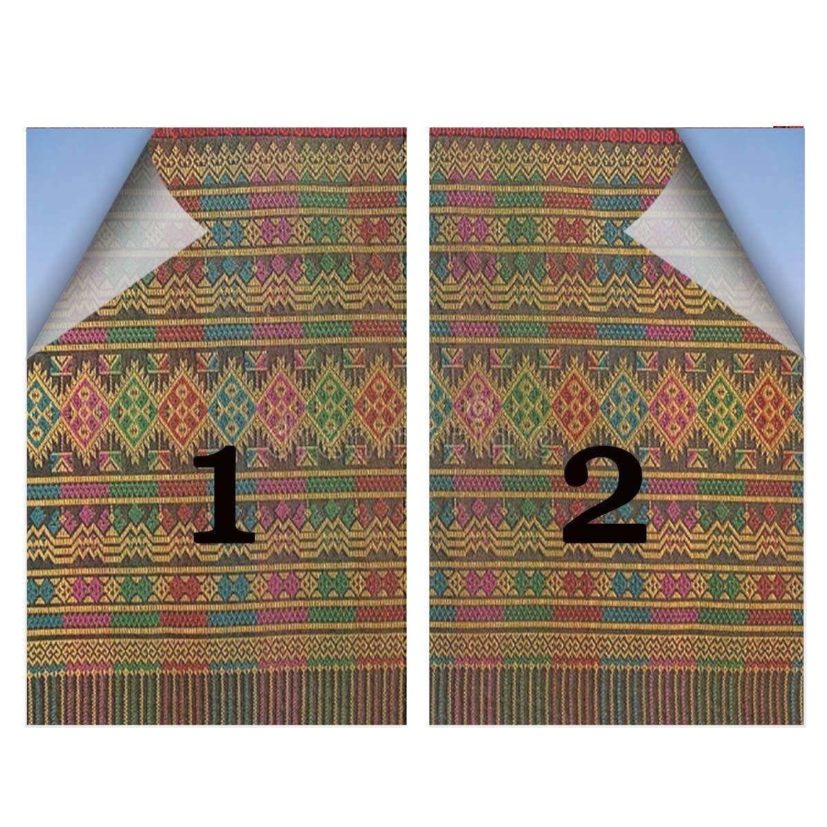 JinXiangRY Yellow Red Window Film, Vinyl Clings,Static Door Window Covering, Tinted Window Decals, Frosted Privacy, Self-Adhesive, Geometric Forms and Antique Retro Glass Films 27.6Wx47.2L-inch x2 Pcs