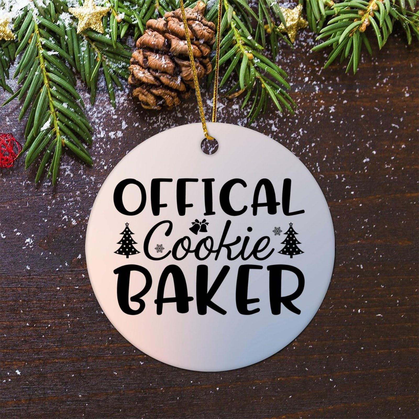 Evans1nism Evans1nism Christmas Porcelain Ornament Offical Cookie Baker Round Christmas Ornament Religious Saying Quotes Two Side Printed Winter Christmas Ornament Gifts for Mom Dad Parents Lover 3.2 Inch