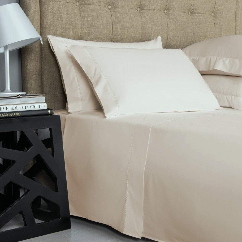 Myrtle Collection Solid Style Luxury 1500-TC Heavy Egyptian Cotton 6-PCs Sheet Set Fits 7-9 Inch Deep Pockets (1 Fitted, 1 Flat, 4 Pillowcase) Platinum Collection Bedding Set (Queen Size, Ivory)