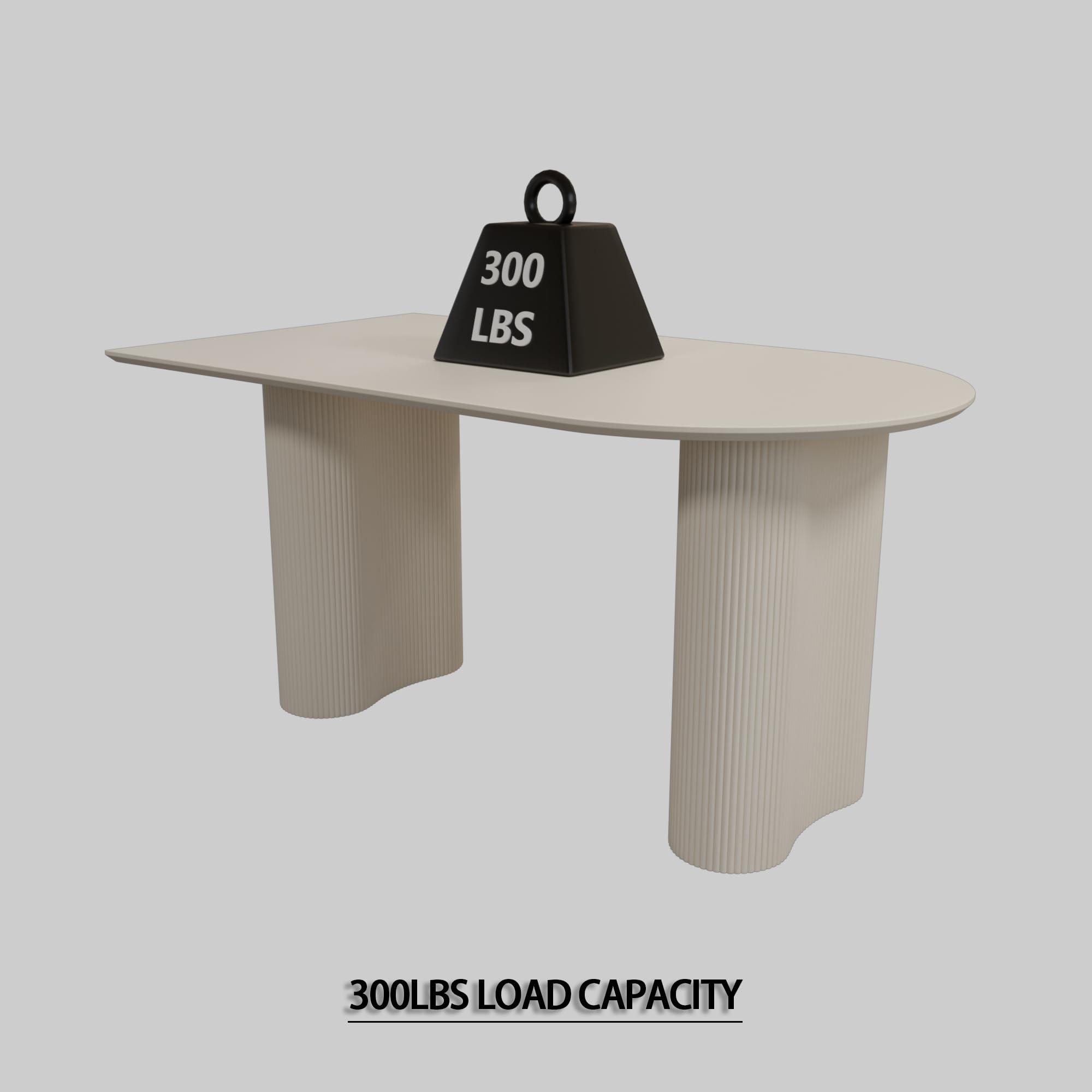 LKTART LKTART Dining Table Set, 63" Kitchen Table, Space Saving Dining Room Table Set with MDF Cream Colored Top and Artificial Leather Chairs for Apartment, Home, Studio