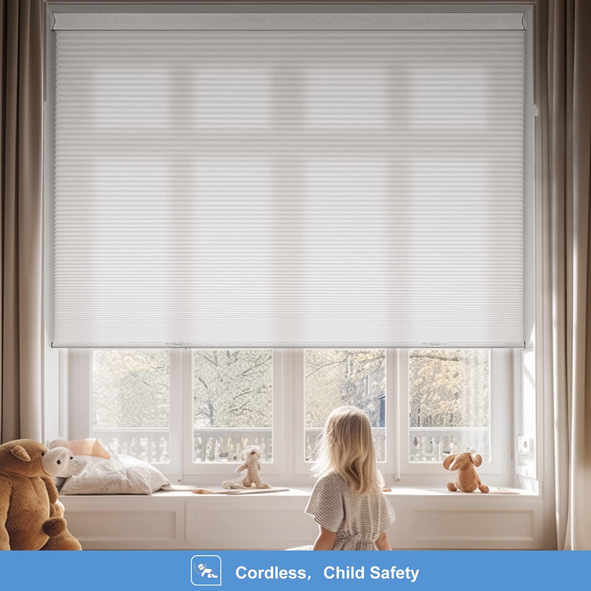 HOTSOON Blackout Cellular Shades Cordless Honeycomb Shades for Windows HOTSOON Pull Down Honeycomb Blinds sliding door Office Living room blinds of Bedroom.Black.44.5" W x 72" H