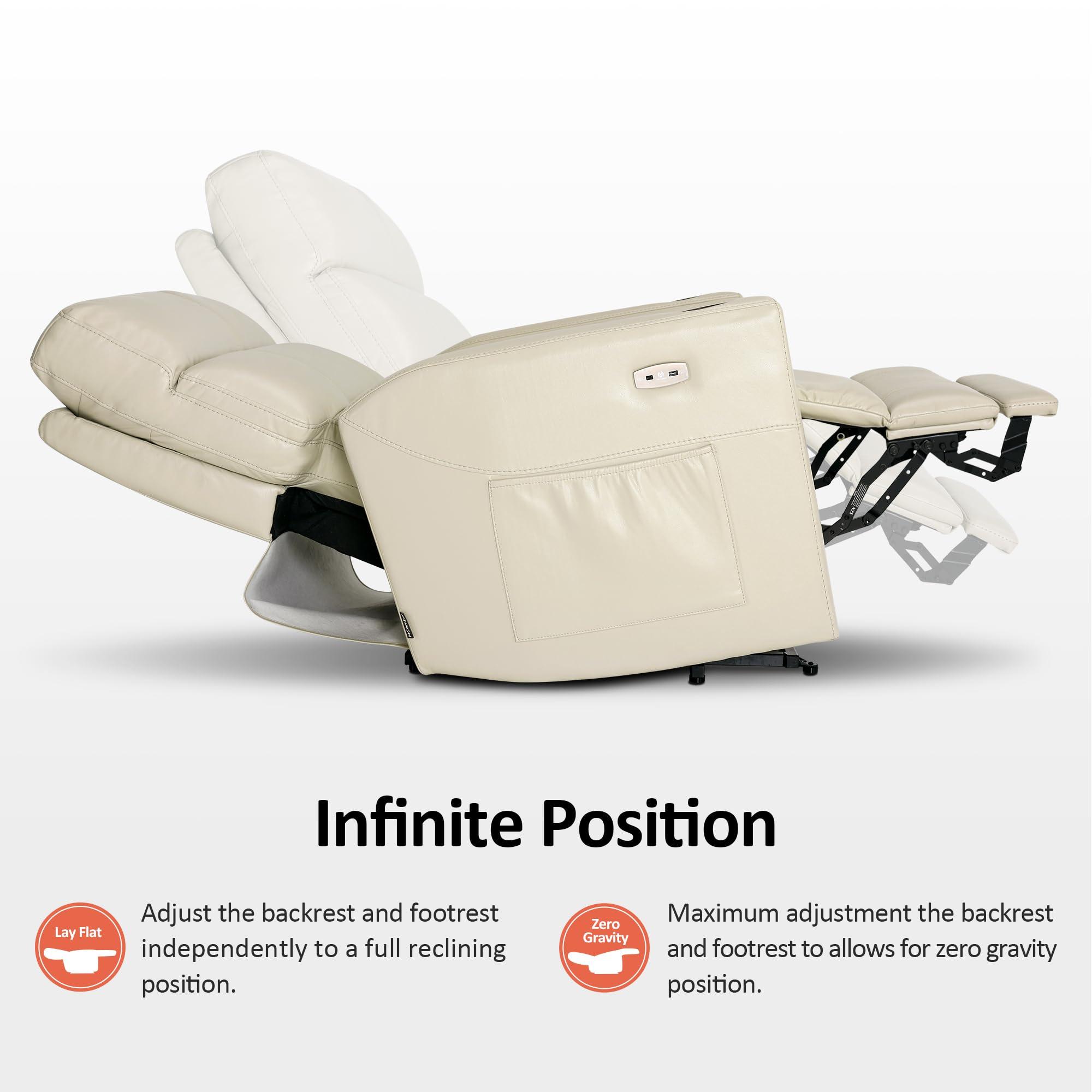 MCombo MCombo 380lbs Oversized Dual Motor Lay Flat Power Lift Recliner Chair with Infinite Position, for Heights 5'9''-6'7" Big and Tall People, Adjustable headrest, Faux Leather R7177 (Cream White)