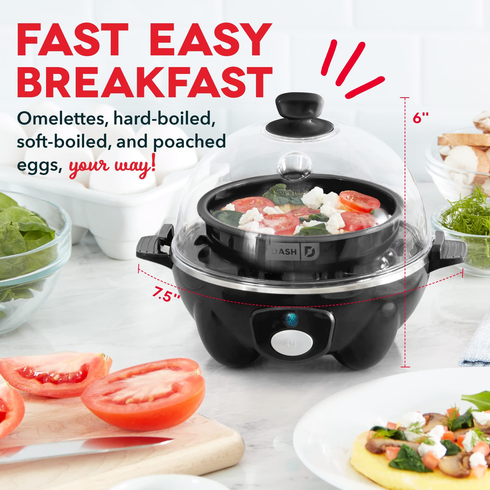 DASH DASH Rapid Egg Cooker: 6 Egg Capacity Electric Egg Cooker for Hard Boiled Eggs, Poached Eggs, Scrambled Eggs, or Omelets with Auto Shut Off Feature - Black