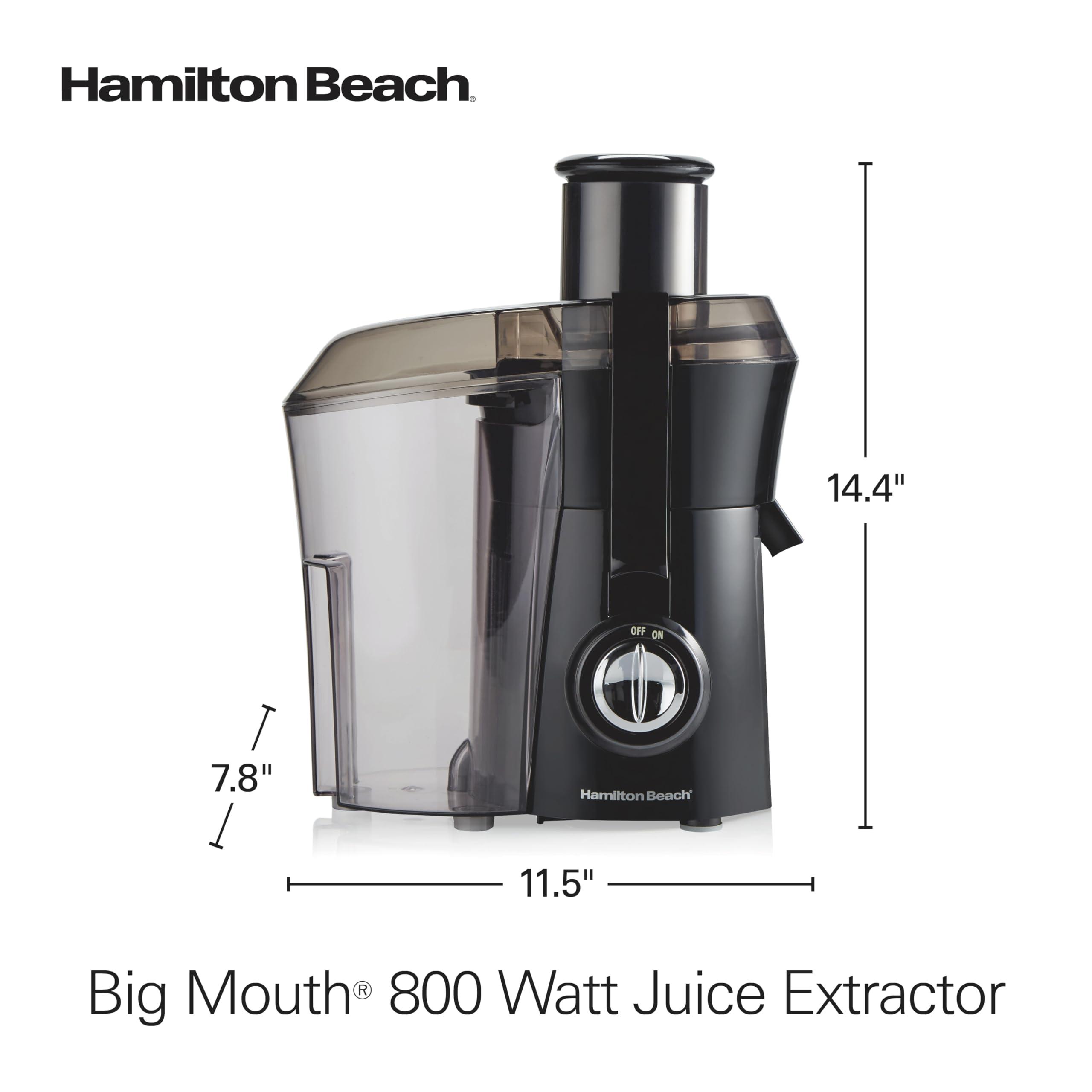 Hamilton Beach Hamilton Beach Juicer Machine, Big Mouth Large 3” Feed Chute for Whole Fruits and Vegetables, Easy to Clean, Centrifugal Extractor, BPA Free, 800W Motor, Black