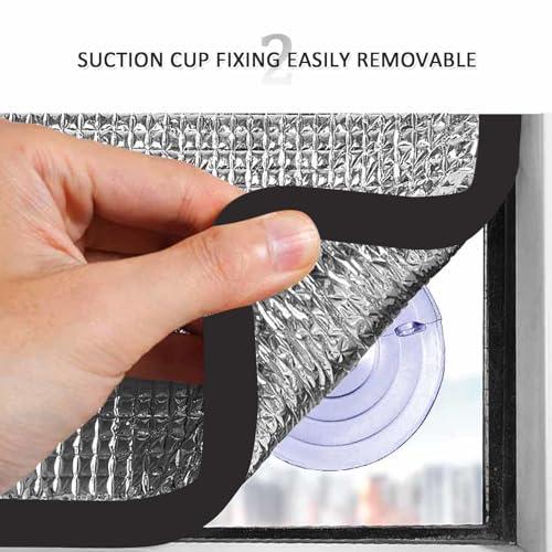 DZHTUF Reusable Aluminised Film, Glass Cooling Film, Anti-Glare Insulating Window Film, Soundproof Curtains, Privacy Sun Protection Window Sticker, for Office, Garage,WxH-70x70cm/28x28in