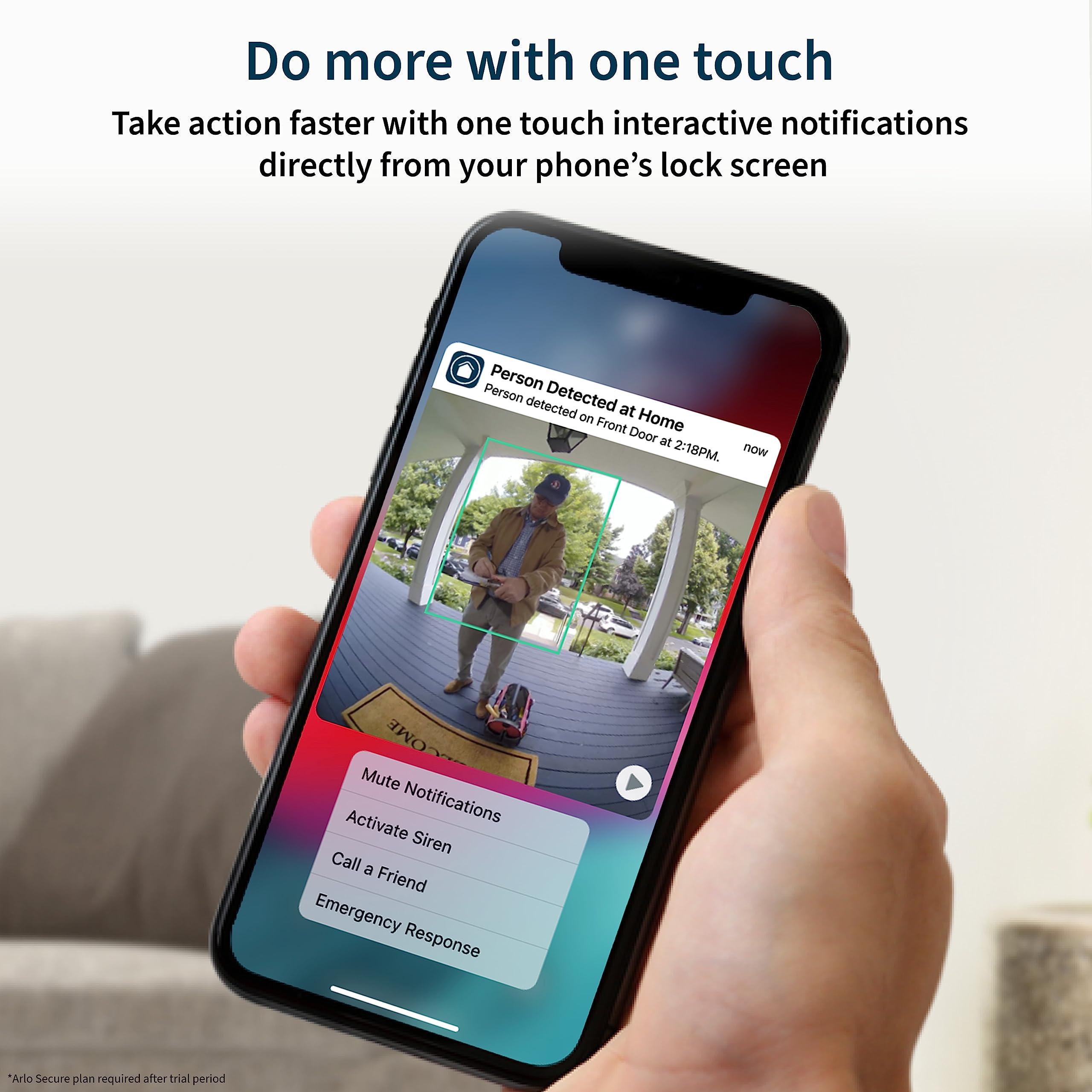 Arlo Arlo Essential Wired Video Doorbell - HD Video, 180 View, Night Vision, 2 Way Audio, Black - AVD1001B