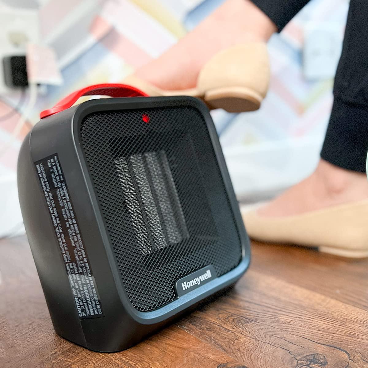 Honeywell Honeywell UberHeat 5 Portable Ceramic 1500W Space Heater. Indoor space heater for Small Rooms, Bedrooms, and Homes. Fast Heating with Tip-over Protection - Black, HEC210B