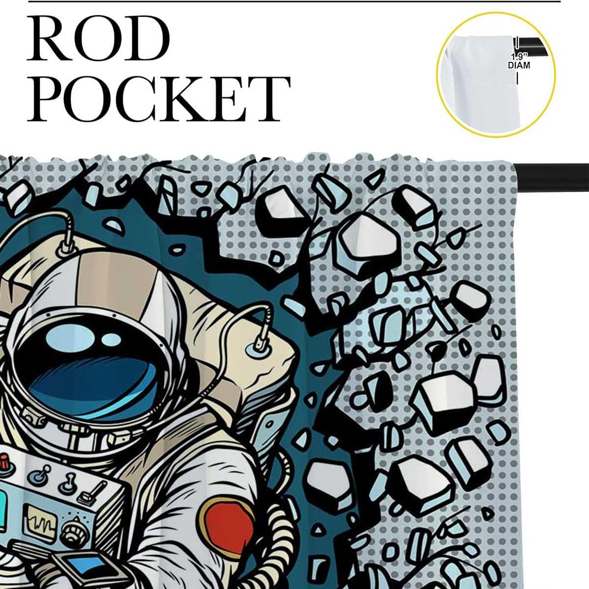 WHYATT Astronaut Large Window Curtains Cartoon Curtin Curtains for Door 63inch Width by 63inch Length
