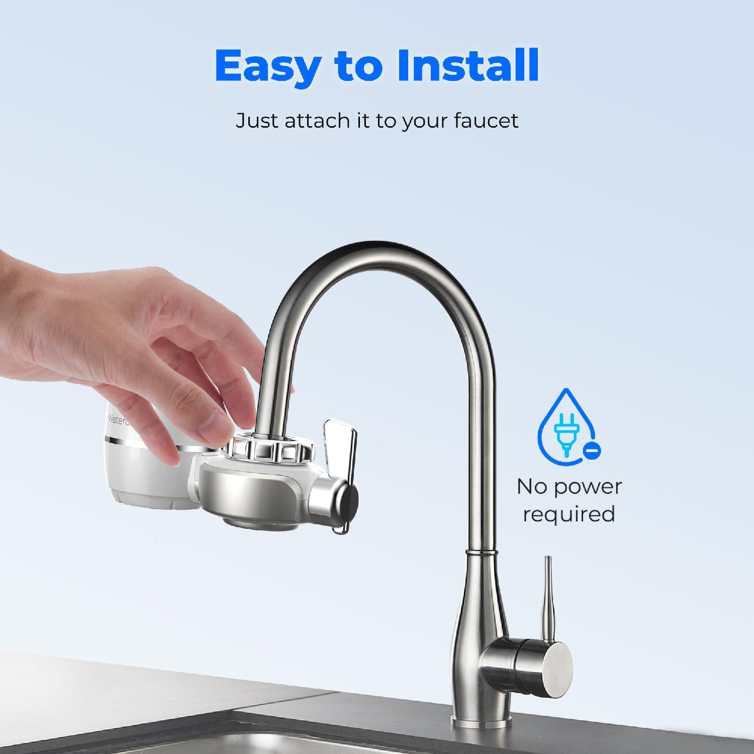 Waterdrop Waterdrop Water Filter for Sink Faucet, NSF Certified Water Purifier, 320 Gallon Tap Water Filter for Kitchen Sink, Reduces Chlorine, Lead-Free Material, Faucet Mount Water Filtration System, 1 Filter