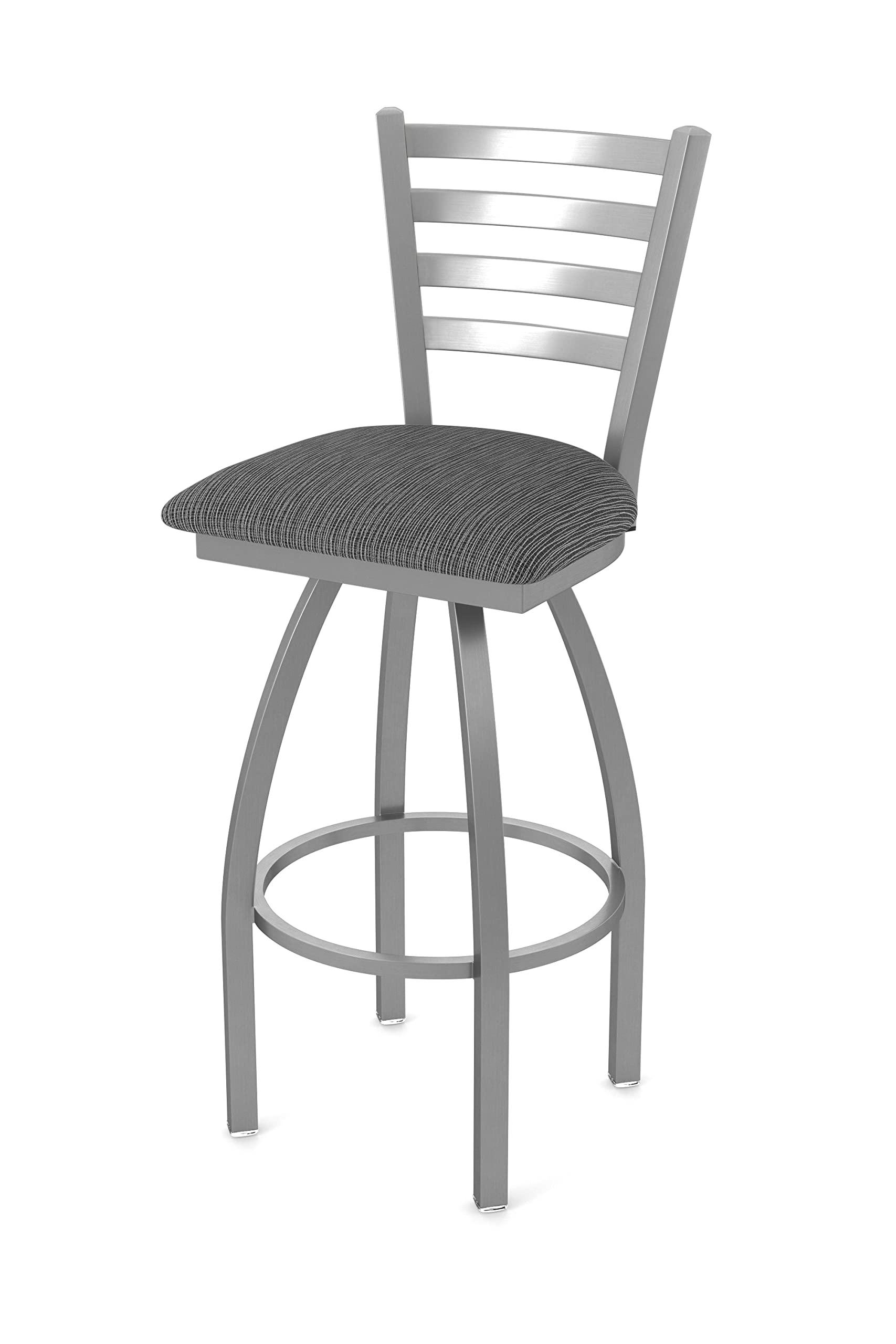 Holland Bar Stool Co. Holland Bar Stool Co. Indoor Home/Office Barstool Modern Decorative Furniture 410 Jackie Stainless Steel 36\" Swivel Bar Stool with Graph Coal Seat