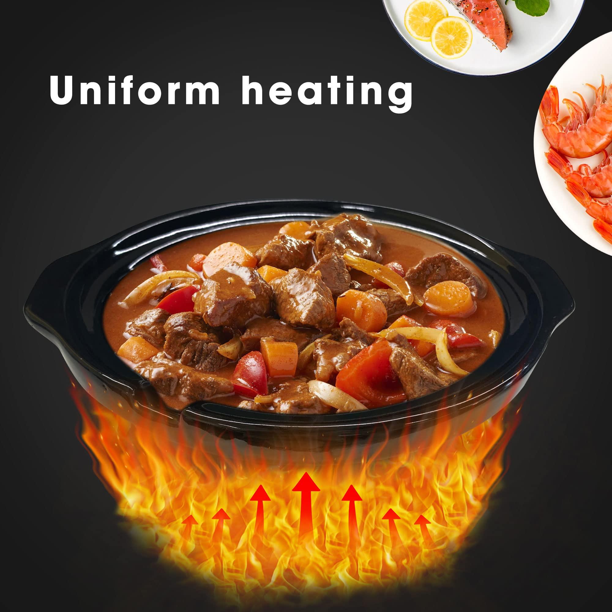 Sunvivi Sunvivi Slow Cooker, Triple Slow Cooker Buffet Server and Food Warmer, 3-Section 1.5-Quart Upgraded Oval Ceramic Pot with Stainless Steel Lid Rests, 3 Spoons, Total 4.5 QT