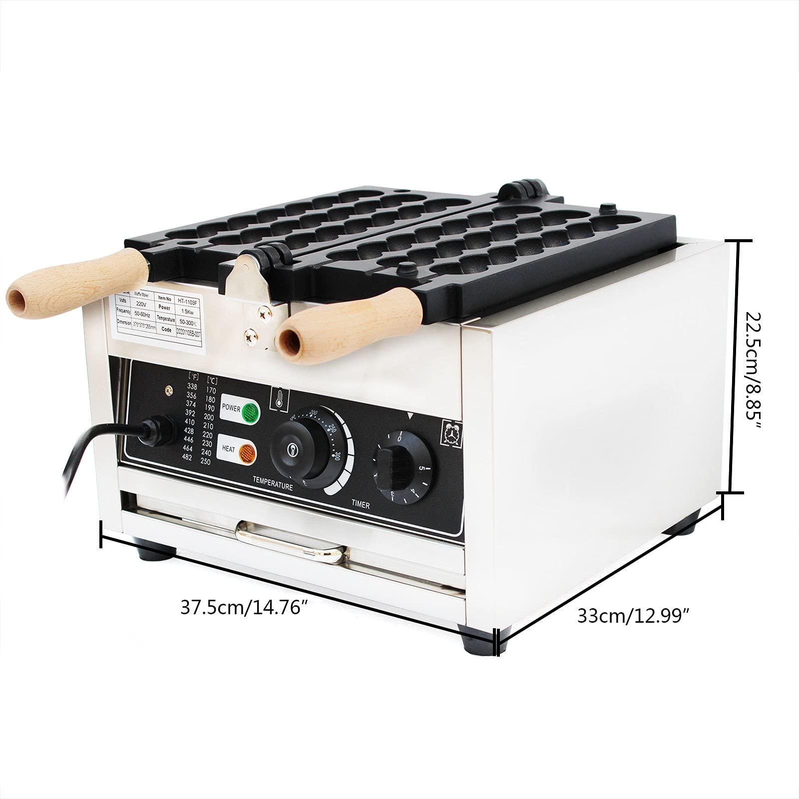 HAPPCUCOE Commercial 42 pcs Donut Ball Waffle Maker Waffle Baker Machine Nonstick Egg Hot Dog Baker Machine 1500W for Bakeries, Restaurants, Kiosks, Canteens