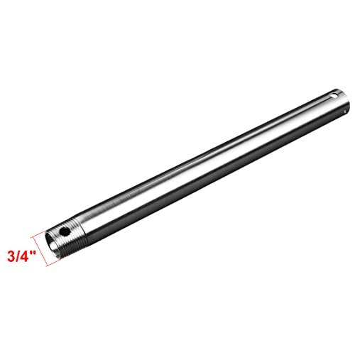 uxcell uxcell 24 Inch (Length) x 3/4 Inch (NPT) Steel Pendant Extended Rod Extension Downrod Brush Nickel