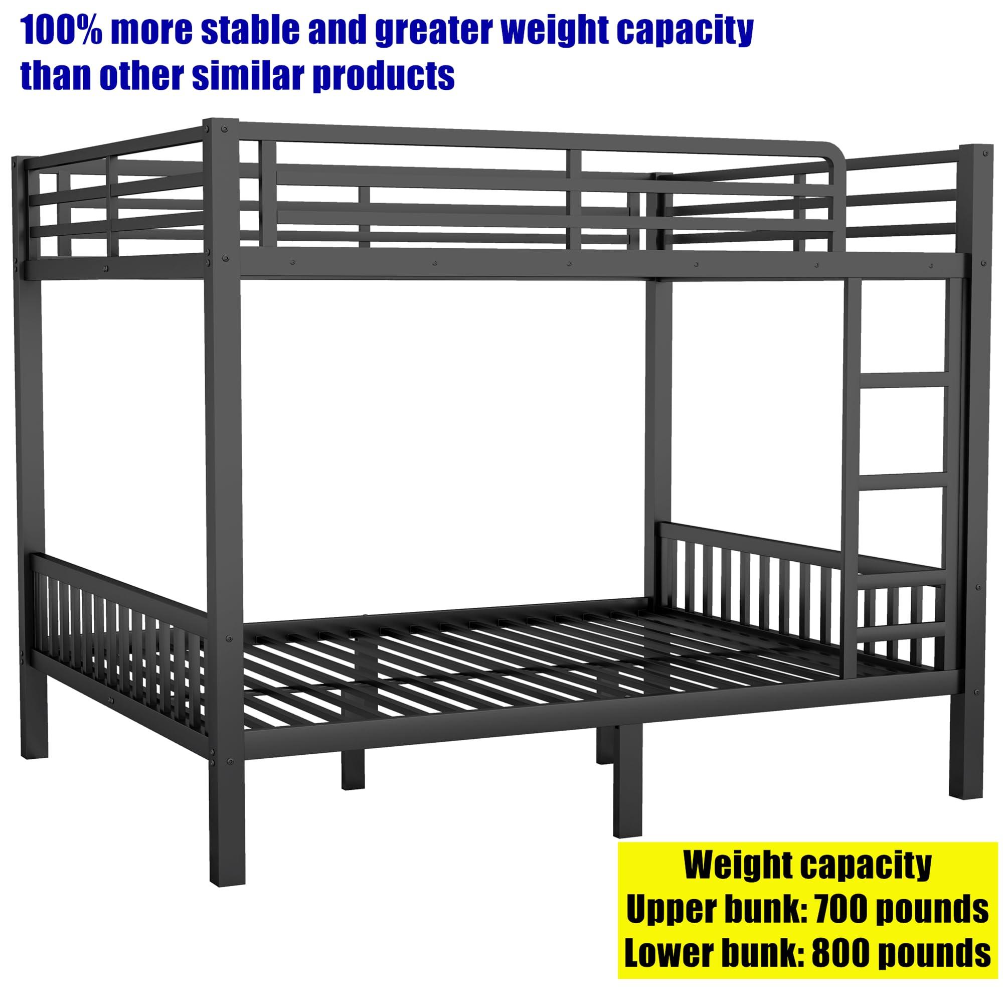 TIHWOALL TIHWOALL Latest Upgrade & Stronger Steel Queen Over Queen Bunk Bed, Heavy Duty Thickened More Rust-Proof Metal Bunk Queen Bed with Enhanced Legs & Slats (Easier Assembly) (Queen Over Queen-1)