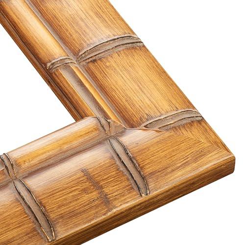 CustomPictureFrames.com 18x36 Frame Bamboo Natural Wood Beige Solid Wood Picture Frame | 3 Inch Moulding Width | Picture Frame Complete with UV Acrylic Plexiglass, Foam Board Backing & Hanging Hardware