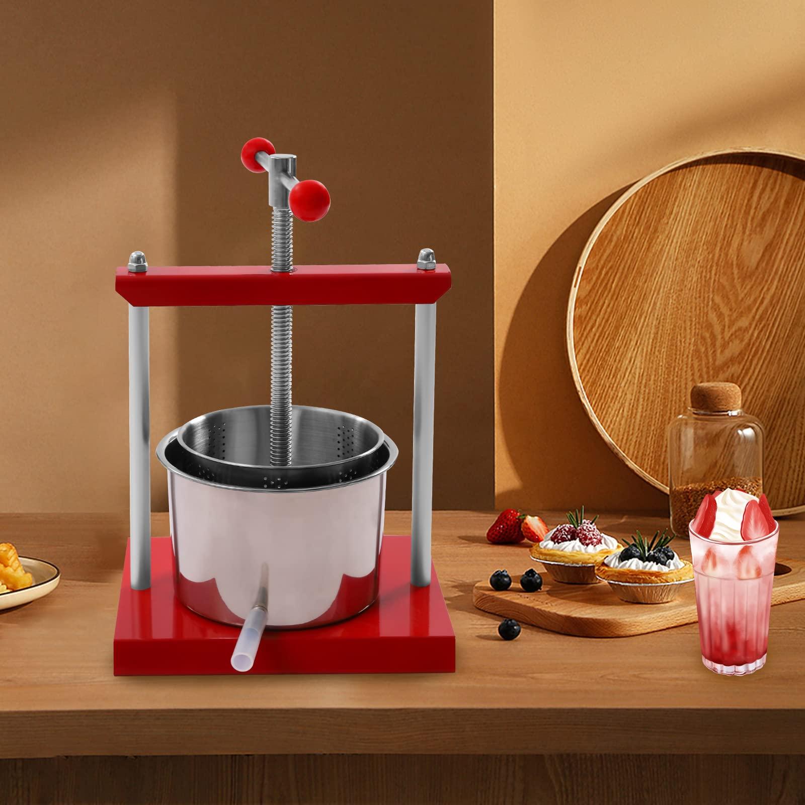 Eapmic 6L Fruit Press- New Version Larger 304 Stainless Steel Pressing Plate Fruit Crusher for Cider, Wine, Grape, Apple Press, For Apple Cider, Wine and Juice Making (6L)