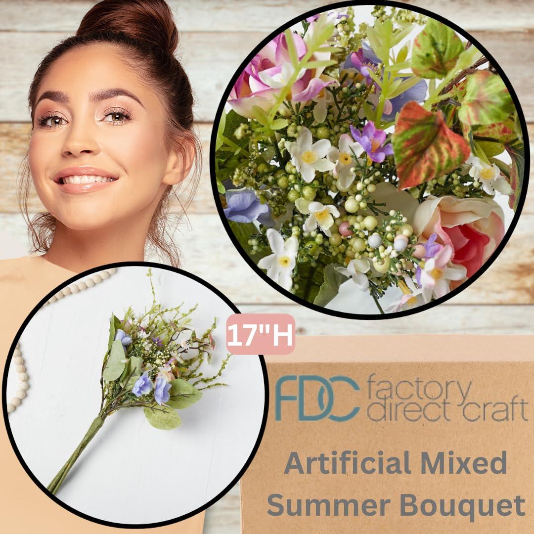 Factory Direct Craft Factory Direct Craft Artificial Mixed Summer Bouquet - for Spring Easter Arrangements and Summer Displays (17 Inches High)