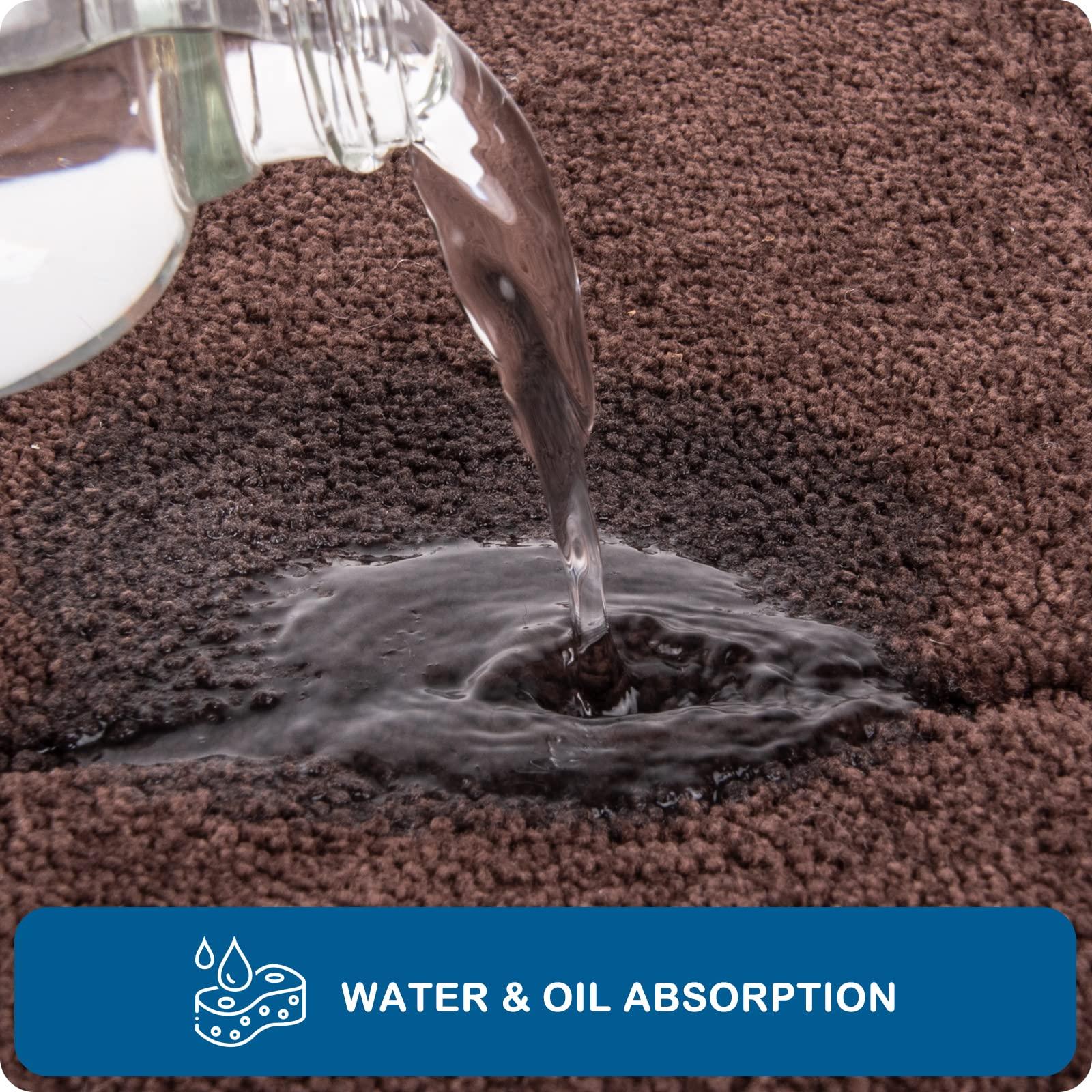 PURRUGS PURRUGS Machine Washable Kitchen Rug 24" x 35.5", Non-Slip/Skid Kitchen Runner Rugs & Floor Mats, Super Absorbent Soft Standing Mats for Kitchen, Sink & Laundry, Brown