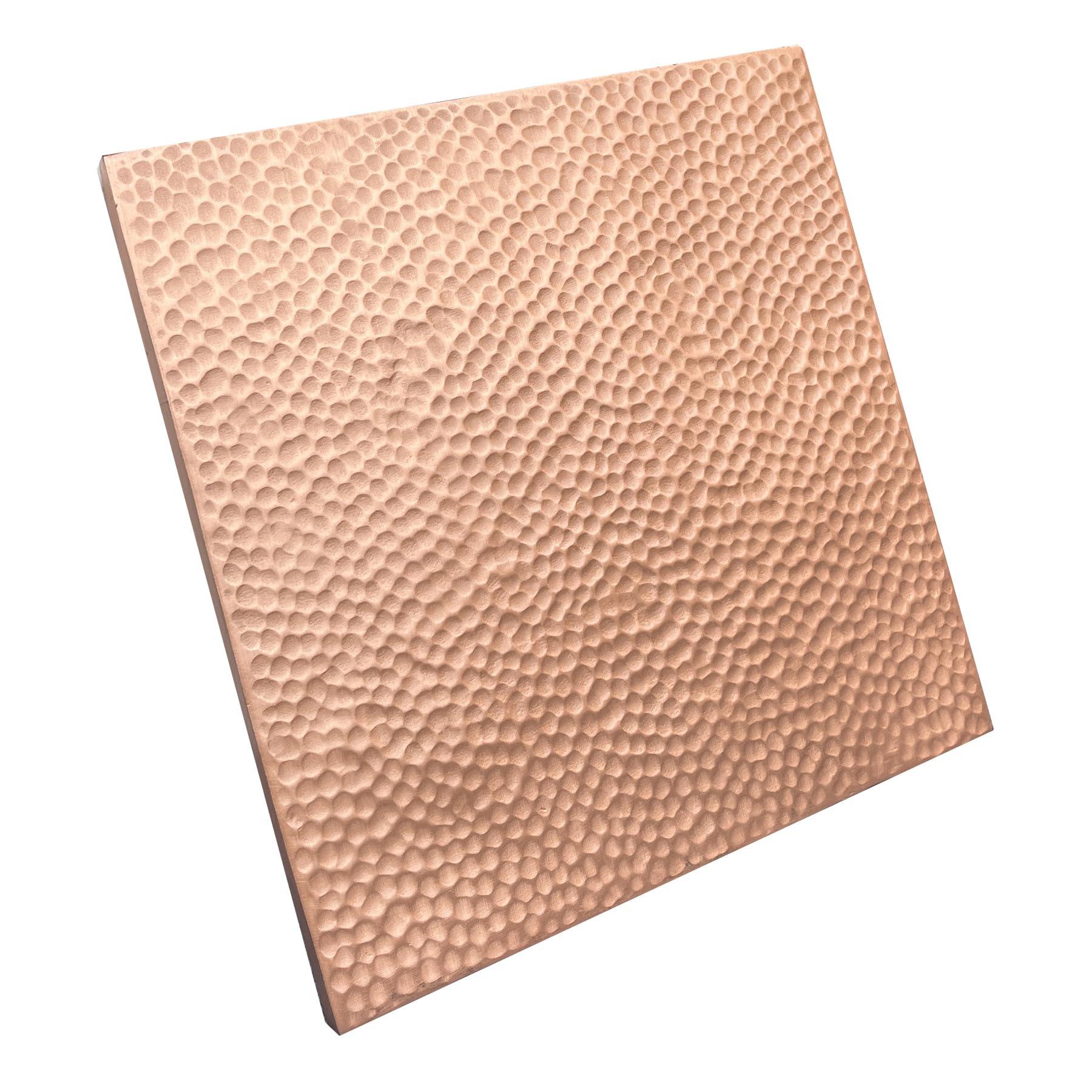 CT Copper Tailor CT Copper Tailor Copper Backsplash, Copper Tile, Handmade for Kitchen Behind Stove, Bathroom, Fireplace, Decorative Metal Wall Art, 10\" W x10 H,Heavy Hammered, Penny Color