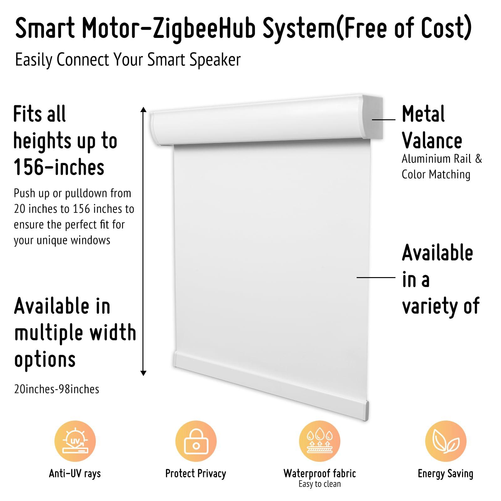 Keego Keego Smart Motorized Roller Blinds with Remote Automatic Blinds for Windows Wi-Fi Enabled Compatible with Alexa and Google Custom Automatic Window Shades Grey-Blackout