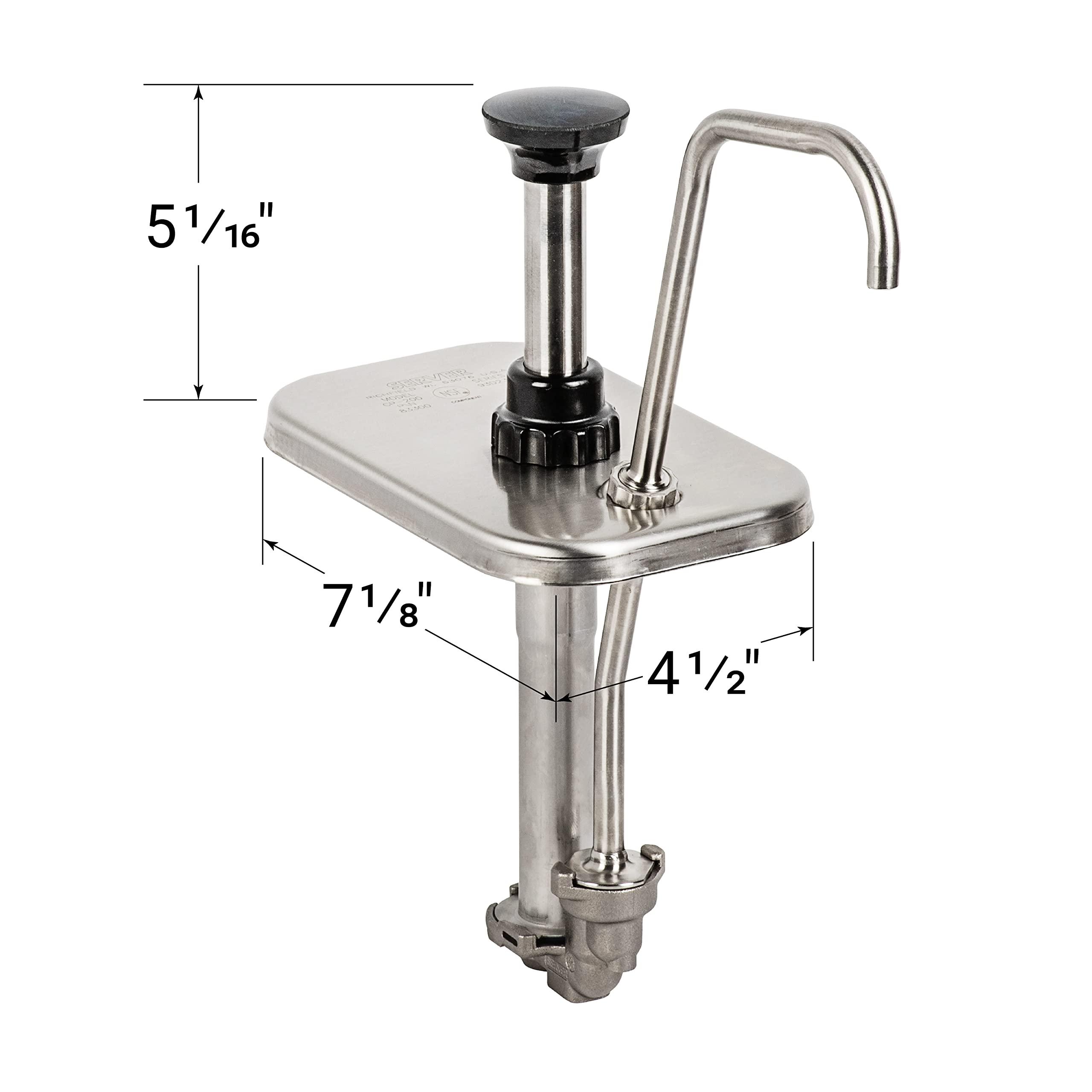Server Products Server Products 2qt Fountain Jar Pump Dispenser for 7\" Deep Fountain Jar, Perfect for Condiments, Sauces, and Syrup, Stainless Steel - 83300