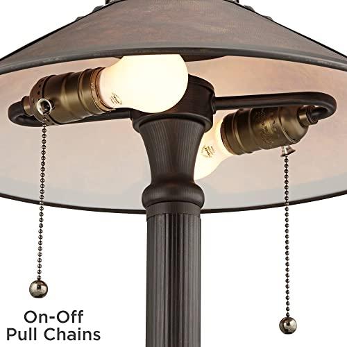 Robert Louis Tiffany Robert Louis Tiffany Mica Collection Mission Tiffany Style Desk Table Lamp 18 1/2" High Rustic Oil Rubbed Bronze Natural Mica Shade Decor for Bedroom House Bedside Nightstand Home Office Reading