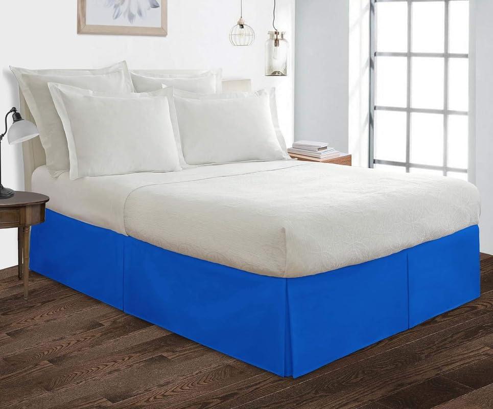British-Linen British-Linen Cal-King (72 x 84) Inch Pleated Bed Skirt - Bed Frame & Box Spring Cover - 14 Inch Tailored Drop, 100% Microfiber Pleated Dust Ruffle - Easy Fit & Wrinkle Free - Royal Blue Solid.